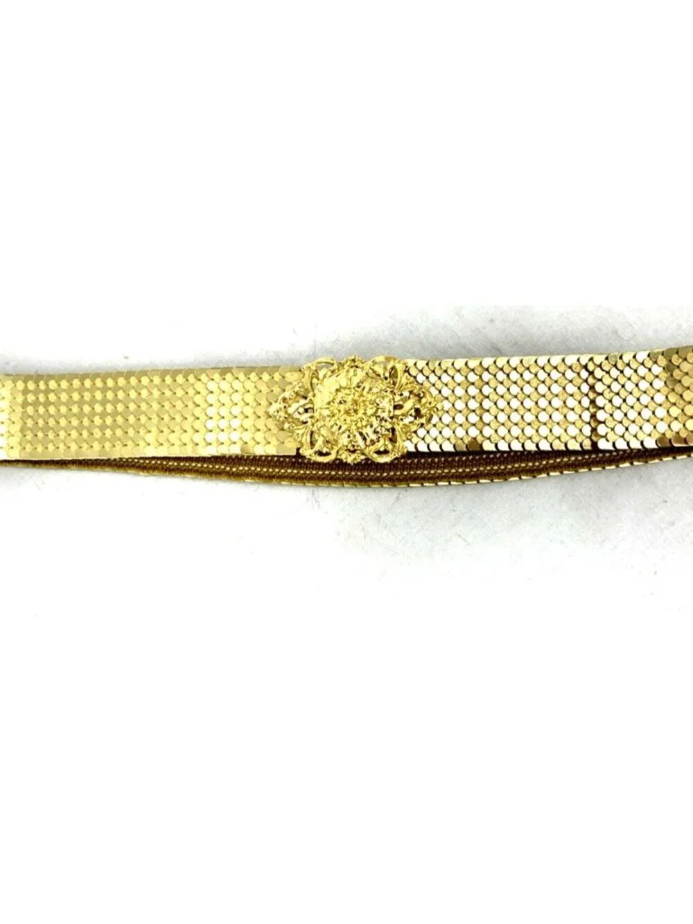 Fish Mermaid Scales Belt Gold Tone Waist Stretch Women’s 35-38